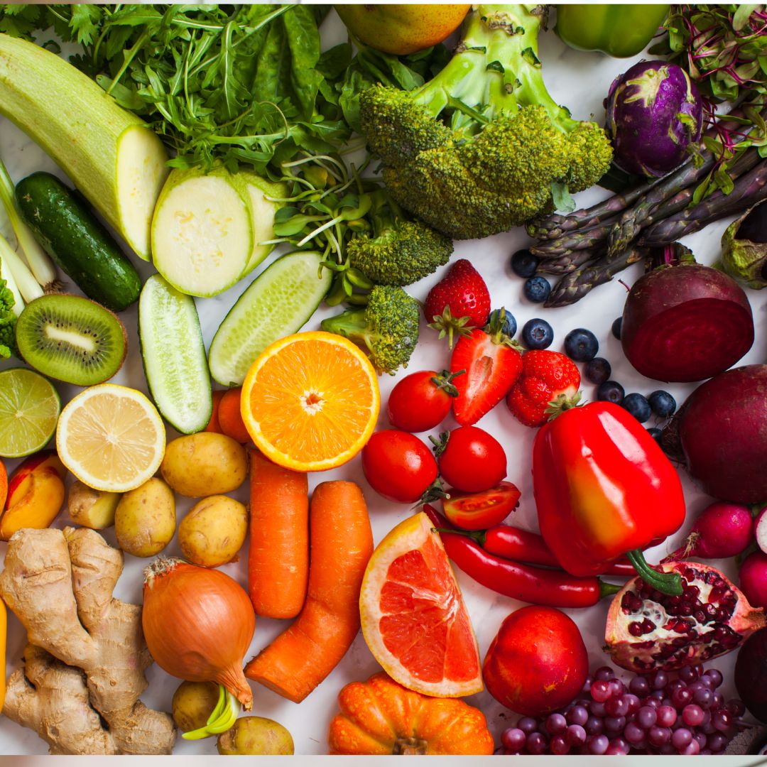 Whole foods rich in antioxidants and omega-3 for skin support.